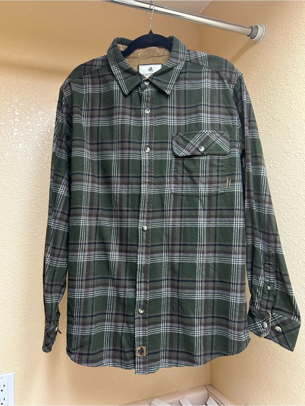Legendary Whitetails Olive and Black Plaid Button-Down Shirt